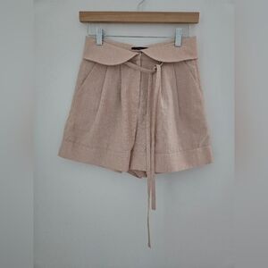 ASM Anna Pleated High Waist Tie Shorts, Size Medium